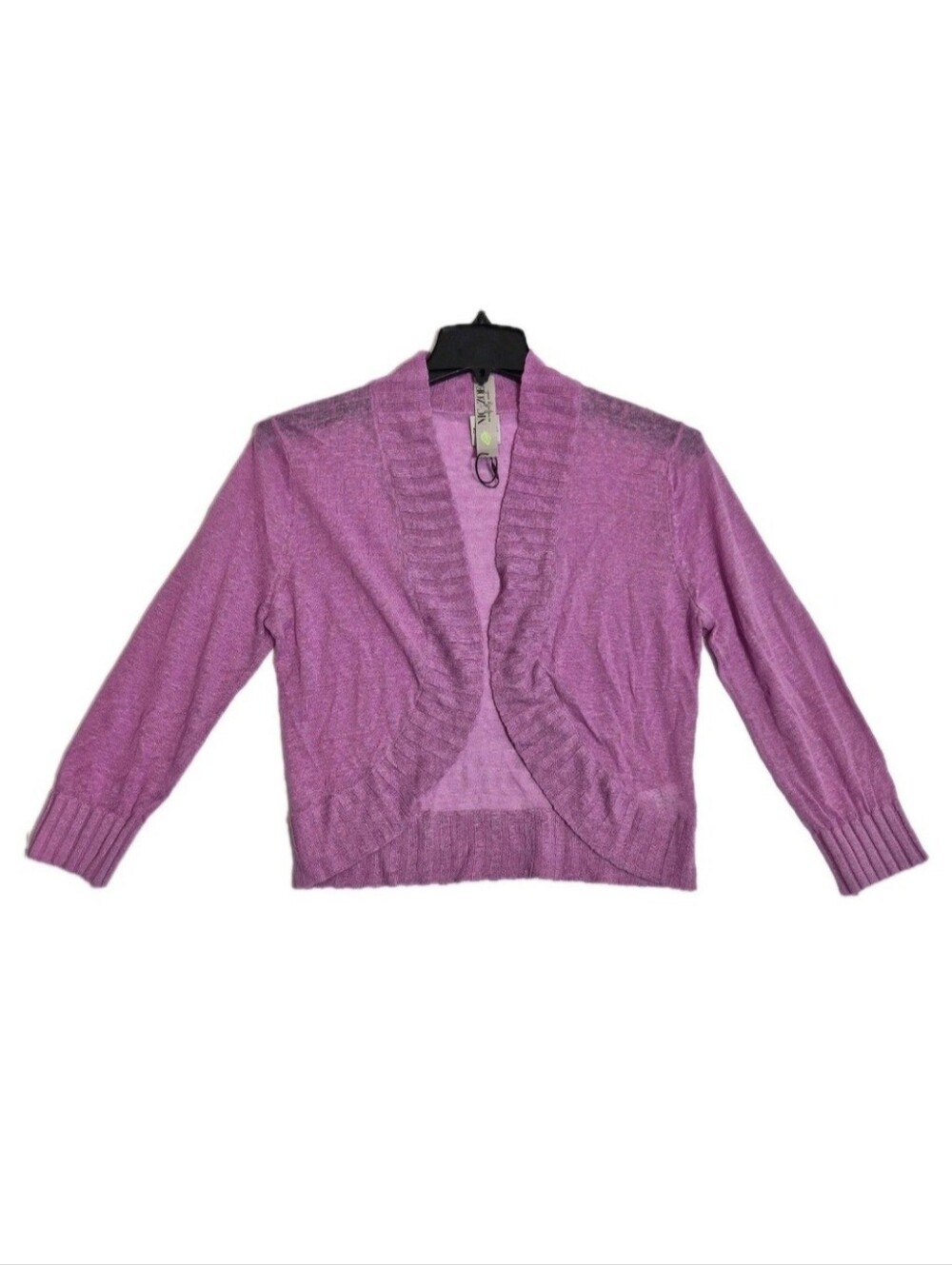 NIC+ZOE Women Cardigan Size Large Purple Lilac Open Camelia 3/4 Sleeve NWT 61